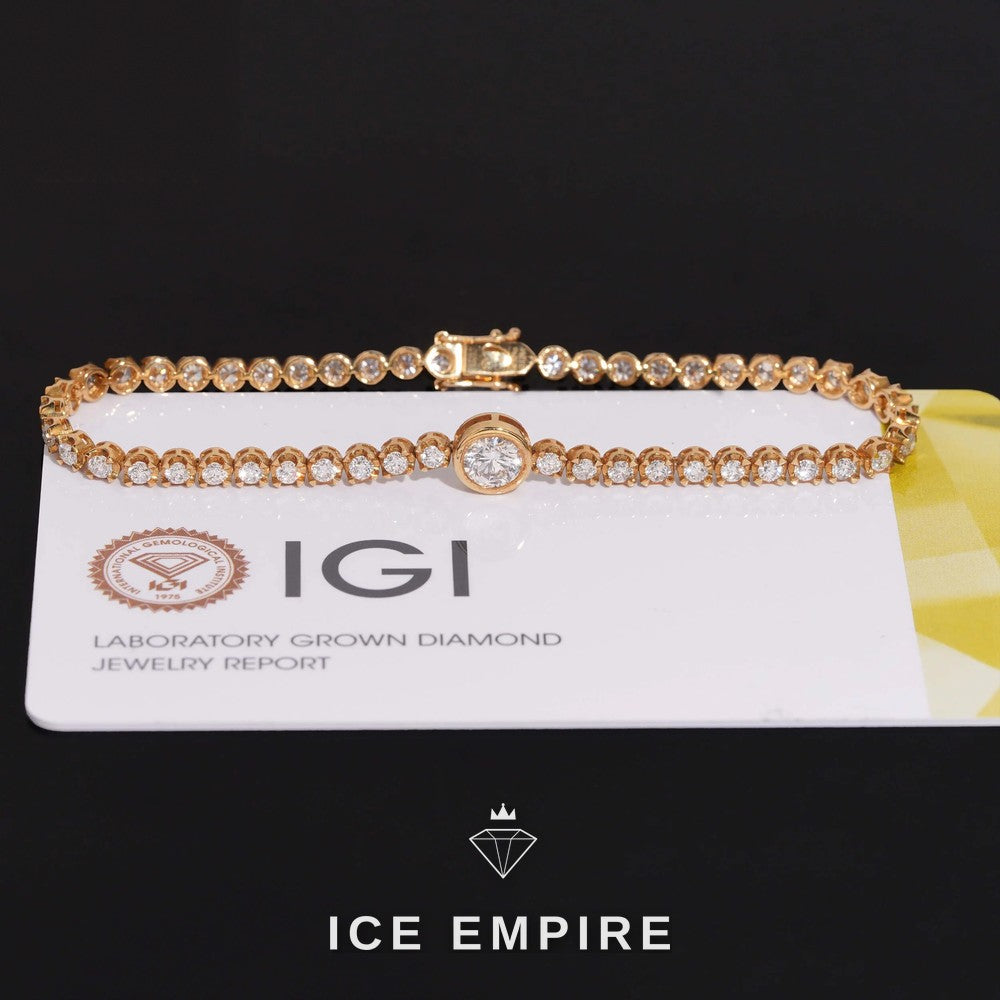 Iced Out 18K Gold Lab Grown Diamond Tennis Bracelet