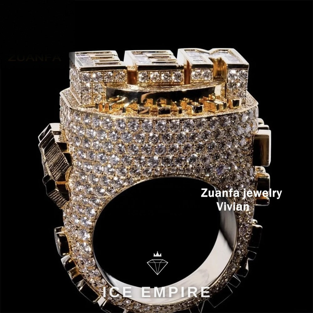 Iced Out 925 Silver Moissanite Ring