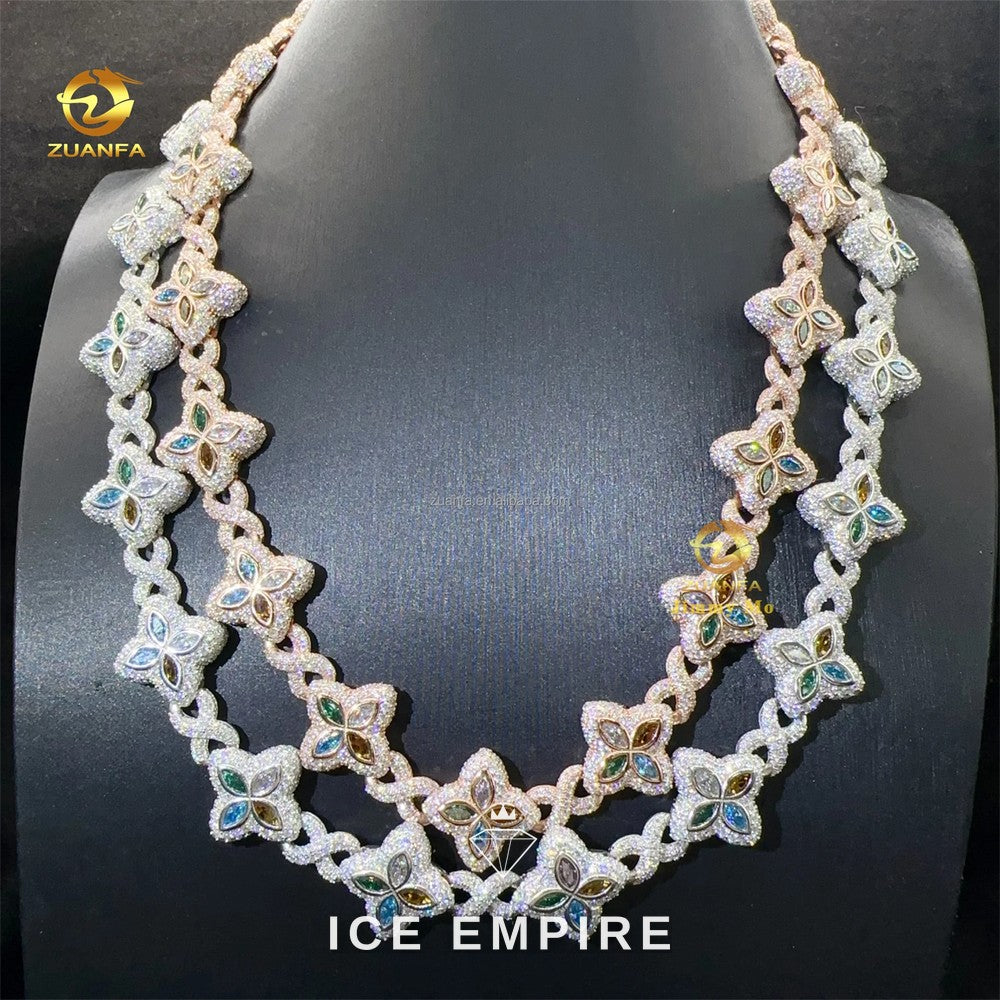 Iced Out Rose Gold Moissanite Cuban Chain