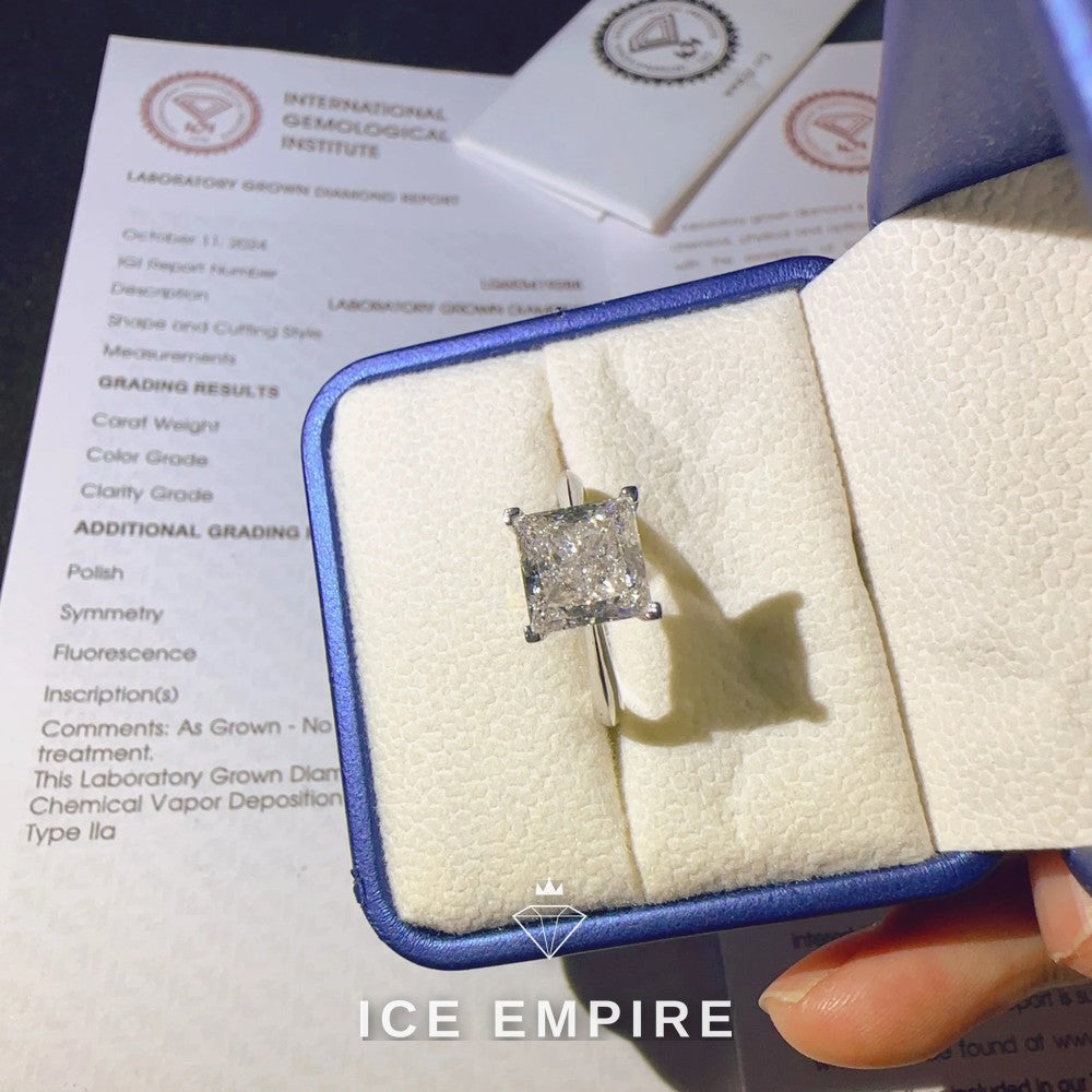 Iced Out Cluster 18K Gold Lab Grown Diamond Engagement Ring