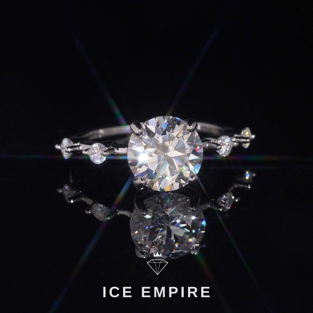 Iced Out 18K Gold Moissanite Engagement Ring