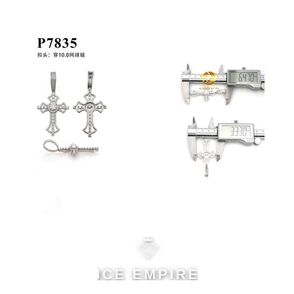Iced Out Cross 925 Silver Moissanite Pendant