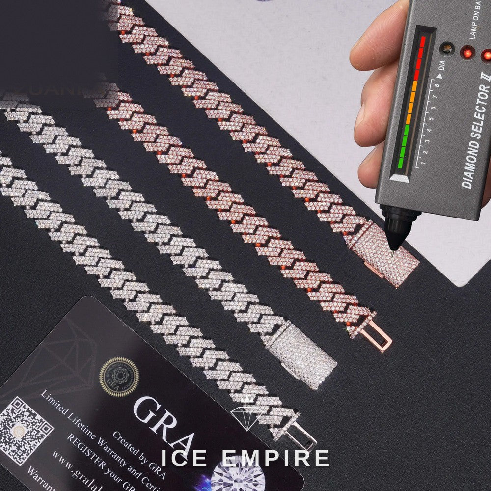 Iced Out Rose Gold Plated Moissanite Cuban Chain