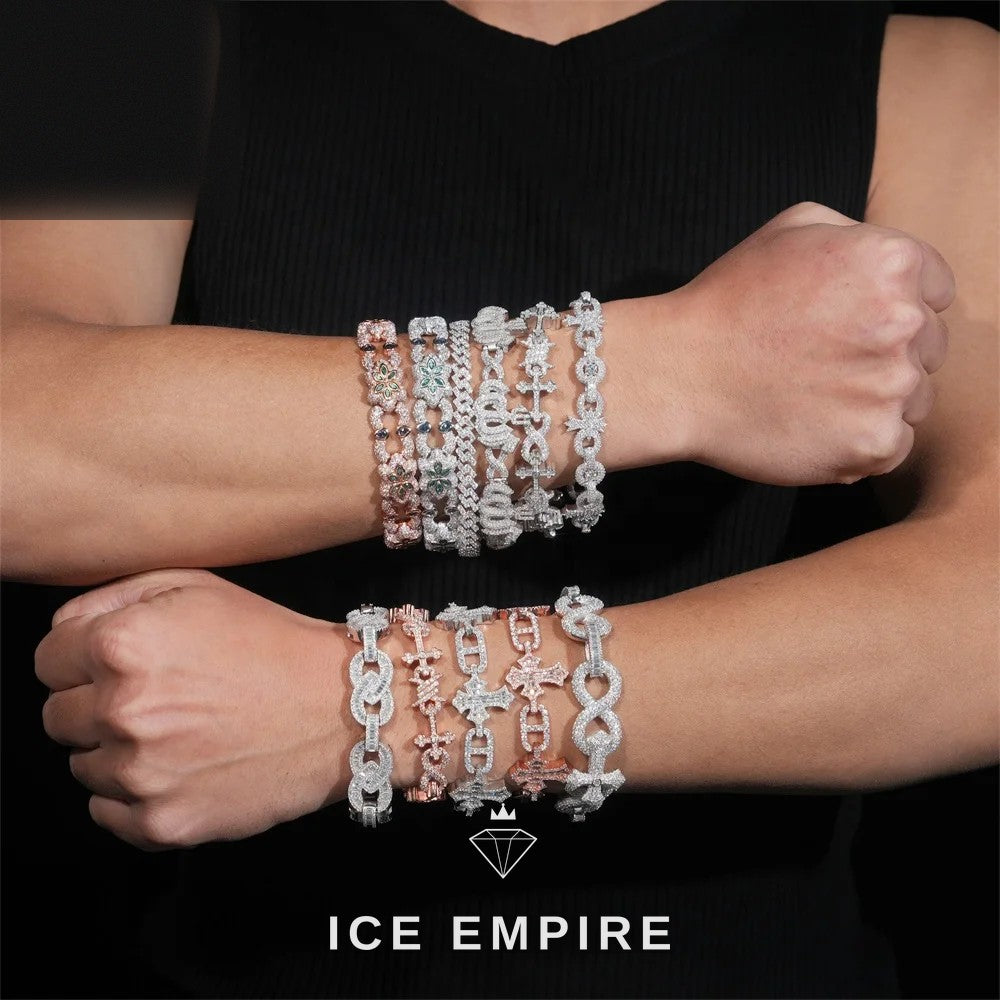 Iced Out Cross Rose Gold Plated Moissanite Bracelet