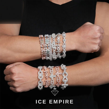 Iced Out Cross Rose Gold Plated Moissanite Bracelet