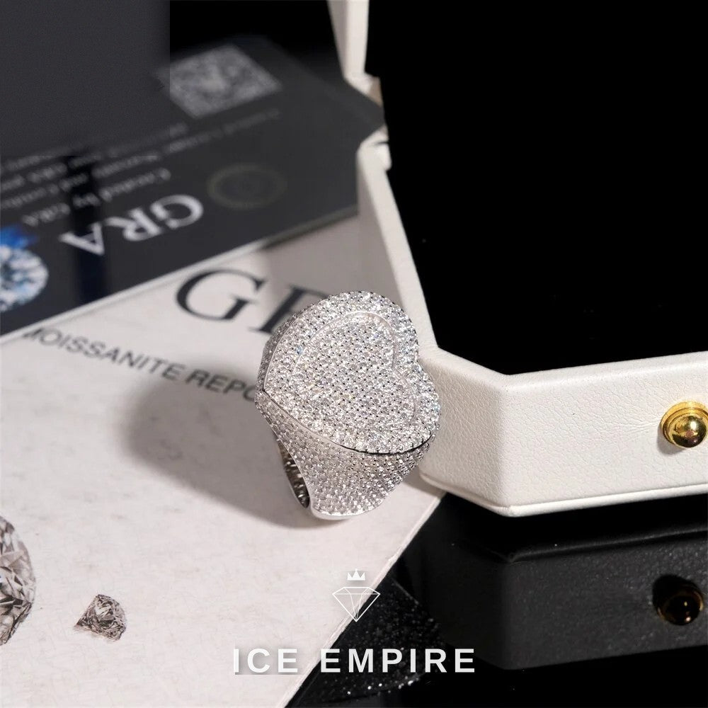 Iced Out Heart Rose Gold Plated Moissanite Ring