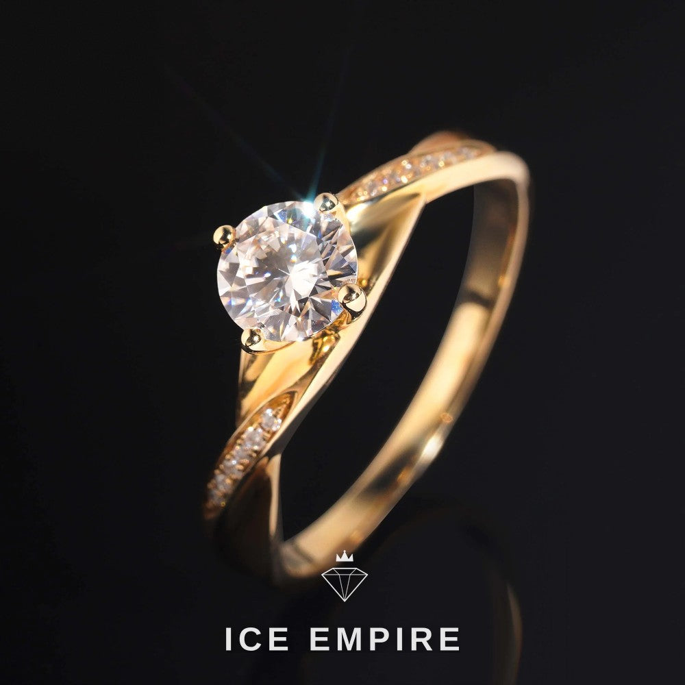 Iced Out Rose Gold Plated Moissanite Engagement Ring