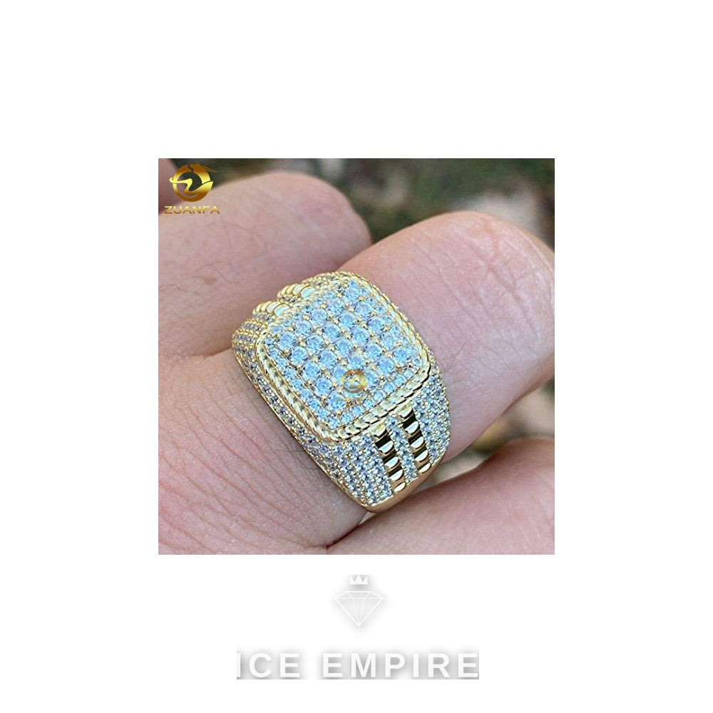 Iced Out Gold Plated Moissanite Ring