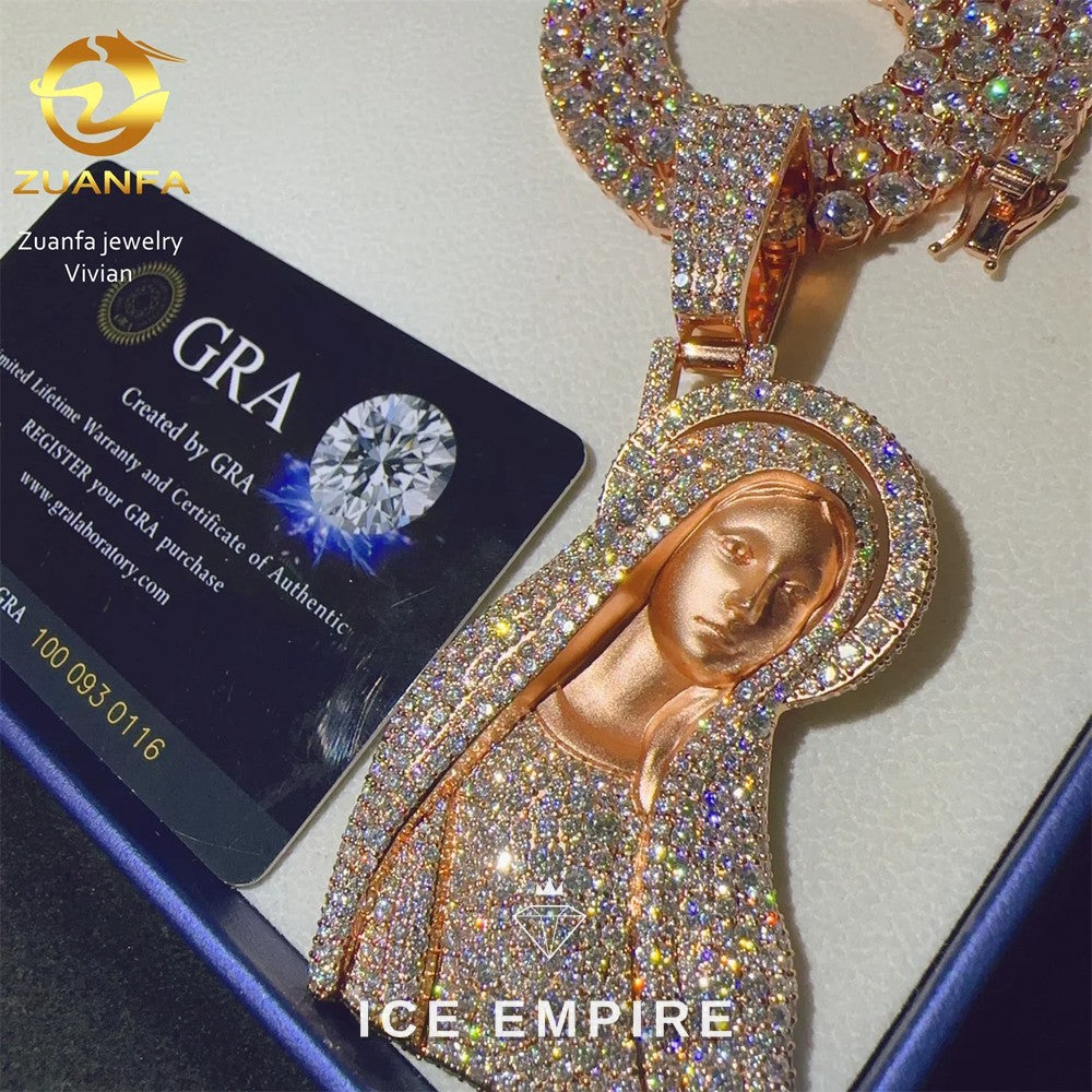 Iced Out Cross 925 Silver Moissanite Pendant