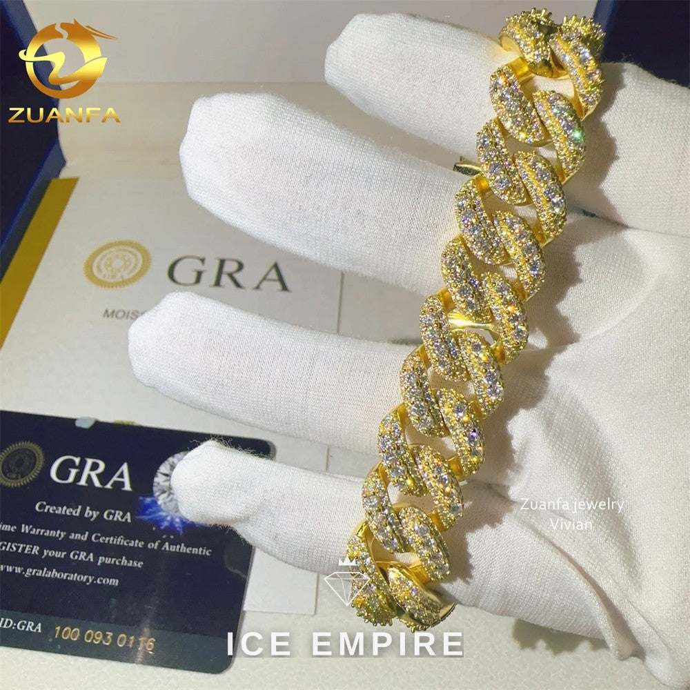 Iced Out 925 Silver Moissanite Cuban Chain