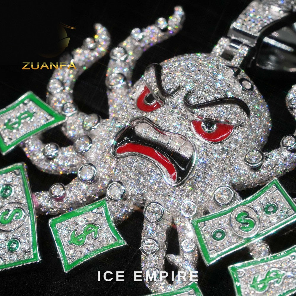 Iced Out Baguette 925 Silver Moissanite Pendant