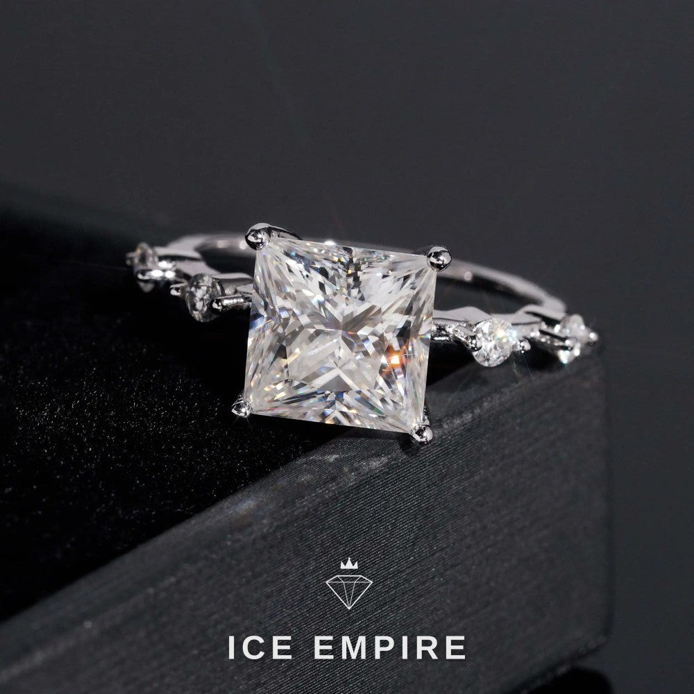 Iced Out Rose Gold Plated Moissanite Engagement Ring