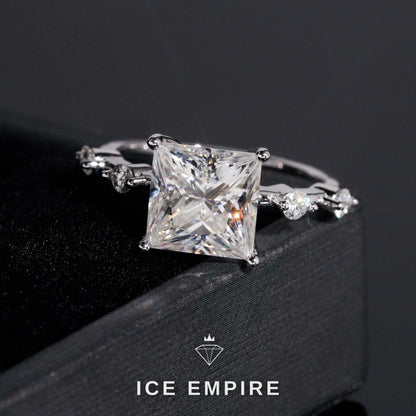 Iced Out Rose Gold Plated Moissanite Engagement Ring
