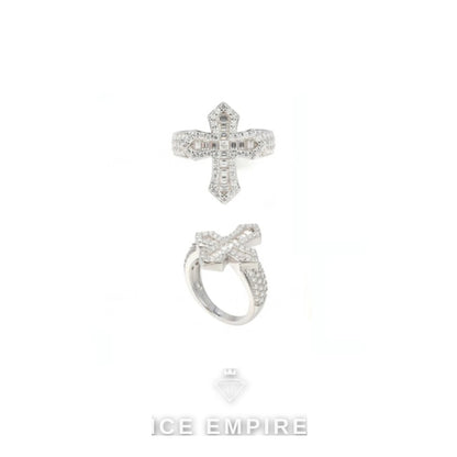Iced Out Cross 925 Silver Moissanite Ring