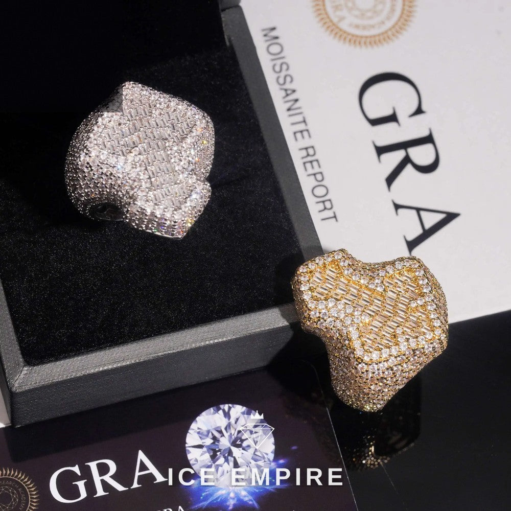 Iced Out Cross 925 Silver Ring