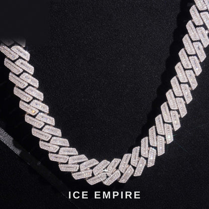 Iced Out Baguette Rose Gold Plated Moissanite Cuban Chain