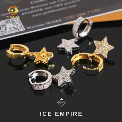 Iced Out 925 Silver Moissanite Hoop Earrings