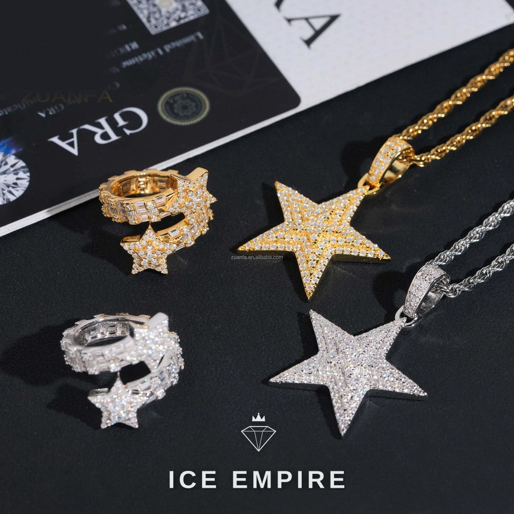 Iced Out Cross 925 Silver Pendant