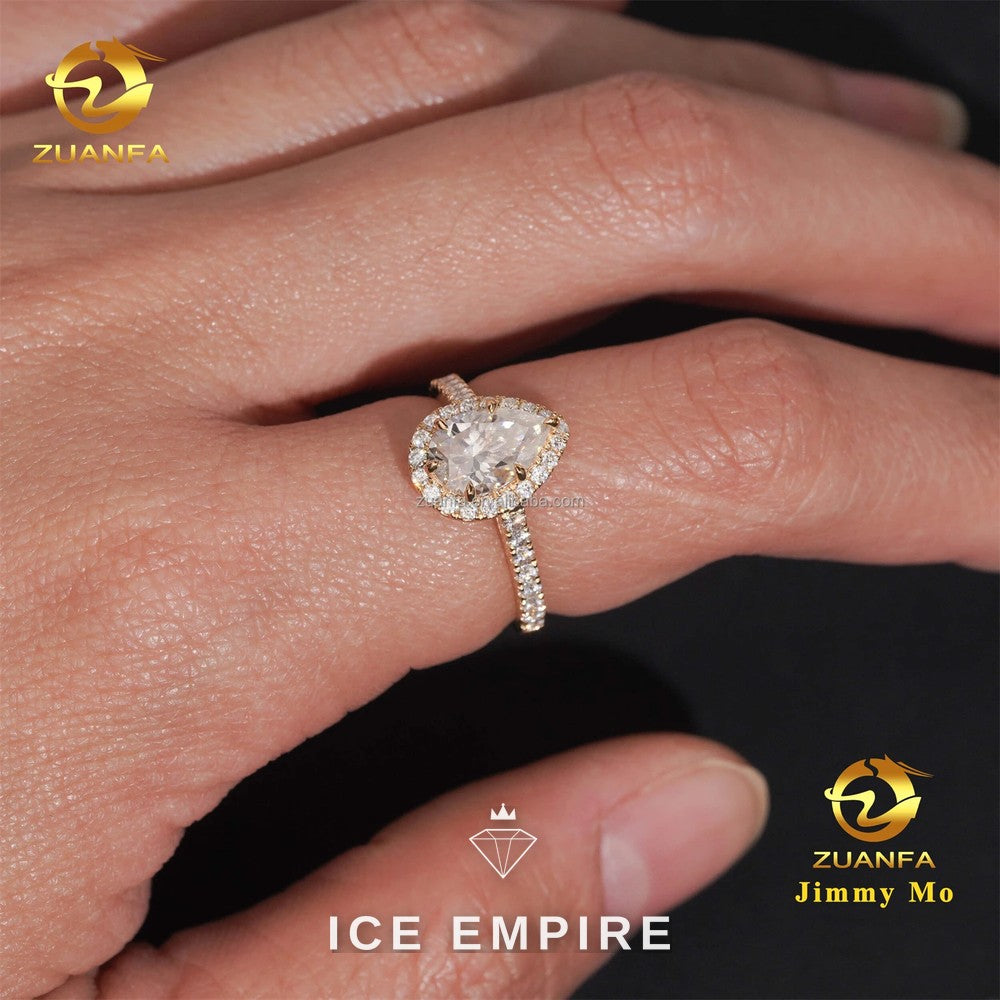 Iced Out 14K Gold Lab Grown Diamond Engagement Ring