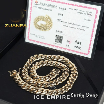 Iced Out 14K Gold Cuban Chain