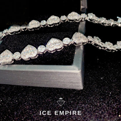 Iced Out Baguette 925 Silver Moissanite Cuban Chain