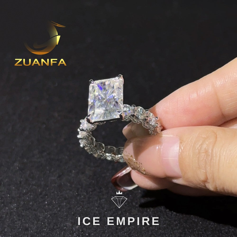 Iced Out 925 Silver Moissanite Wedding Band