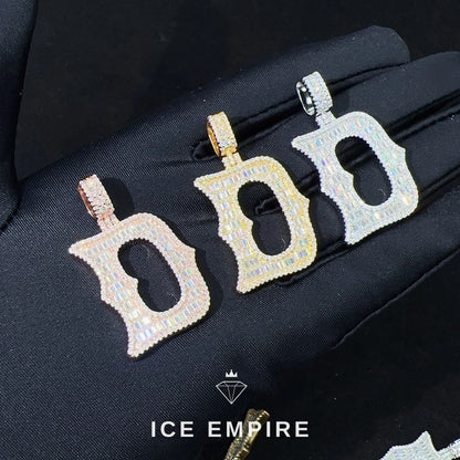 Iced Out Baguette Rose Gold Plated Moissanite Pendant