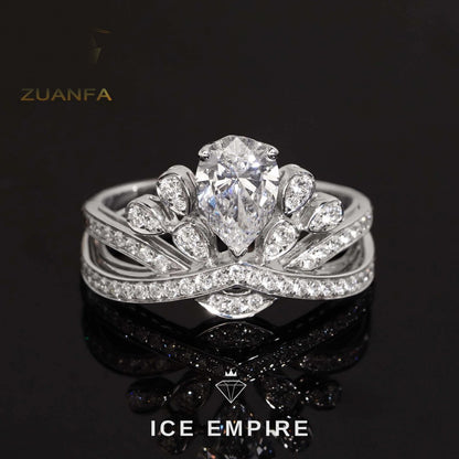 Iced Out Cluster 18K Gold Engagement Ring