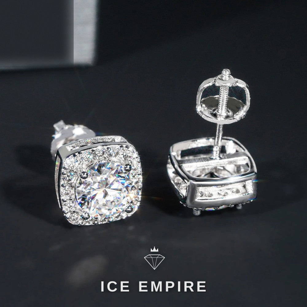 Iced Out 925 Silver Moissanite Earrings