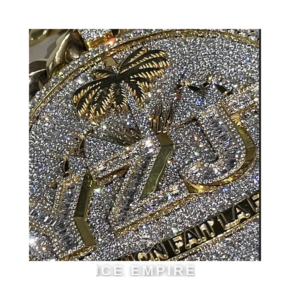 Iced Out Baguette Rose Gold Plated Moissanite Pendant