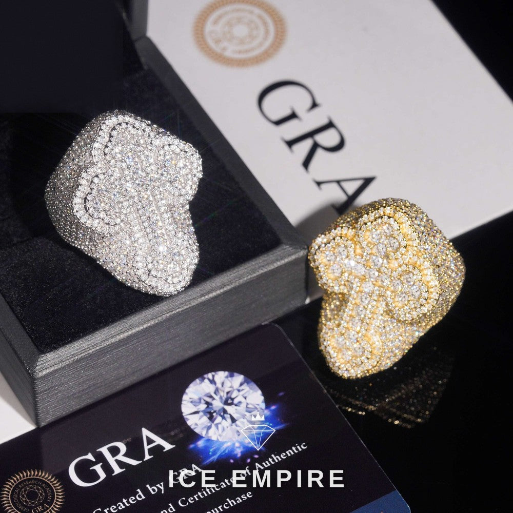 Iced Out Cross Gold Plated Moissanite Ring