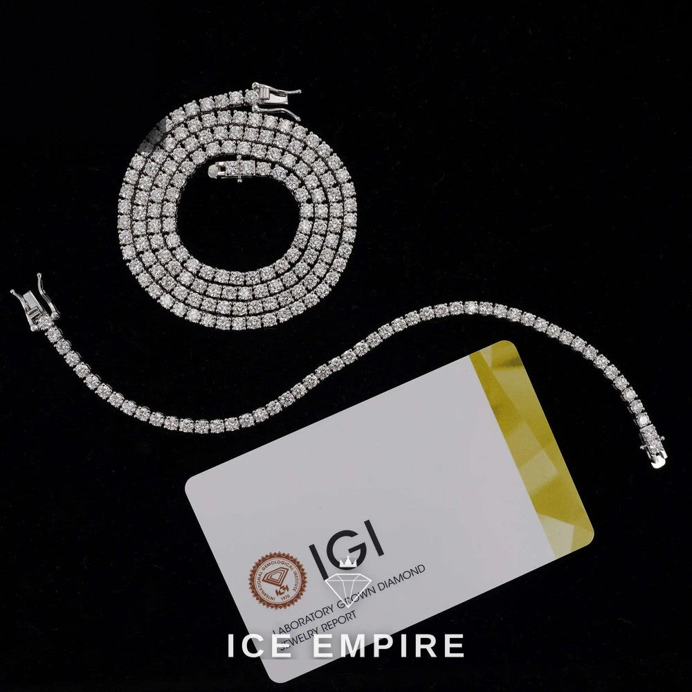 Iced Out 925 Silver Lab Grown Diamond Tennis Chain