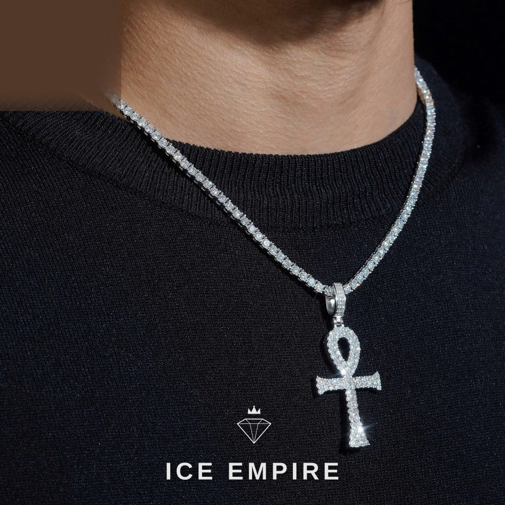 Iced Out Cross Gold Plated Lab Grown Diamond Pendant