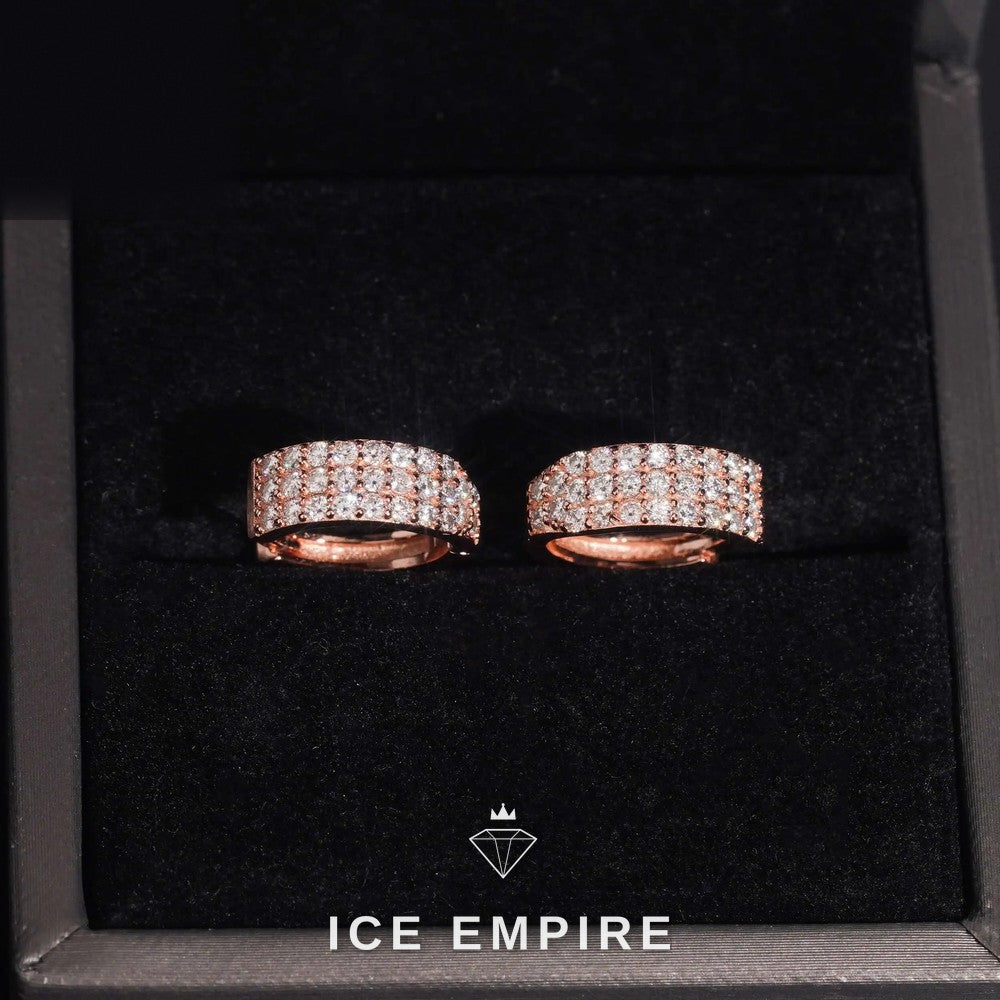 Iced Out 925 Silver Moissanite Hoop Earrings