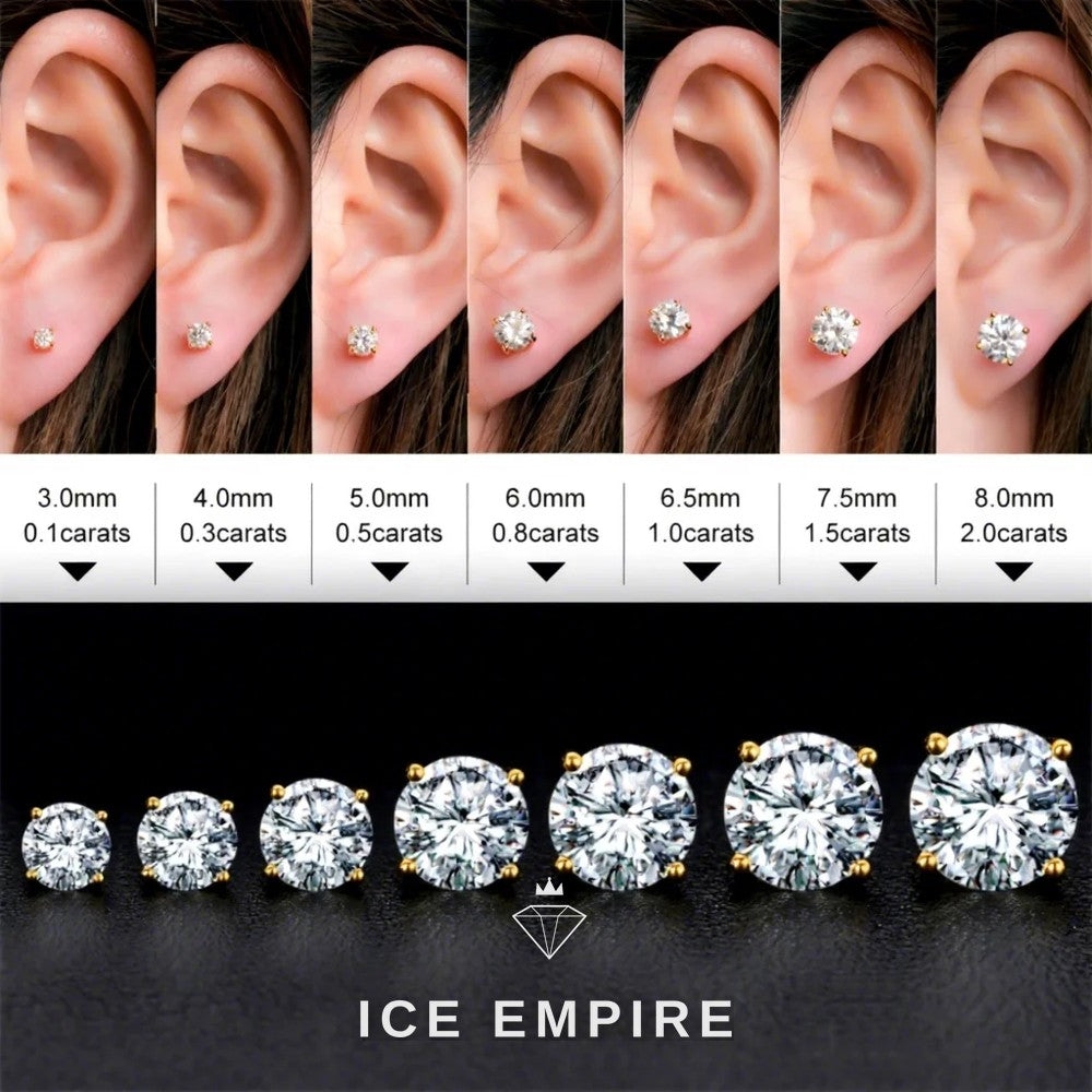 Iced Out 925 Silver Moissanite Stud Earrings