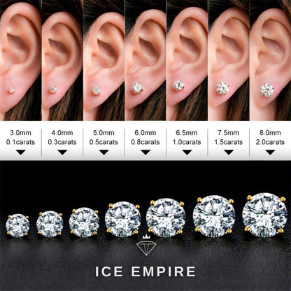 Iced Out 925 Silver Moissanite Stud Earrings