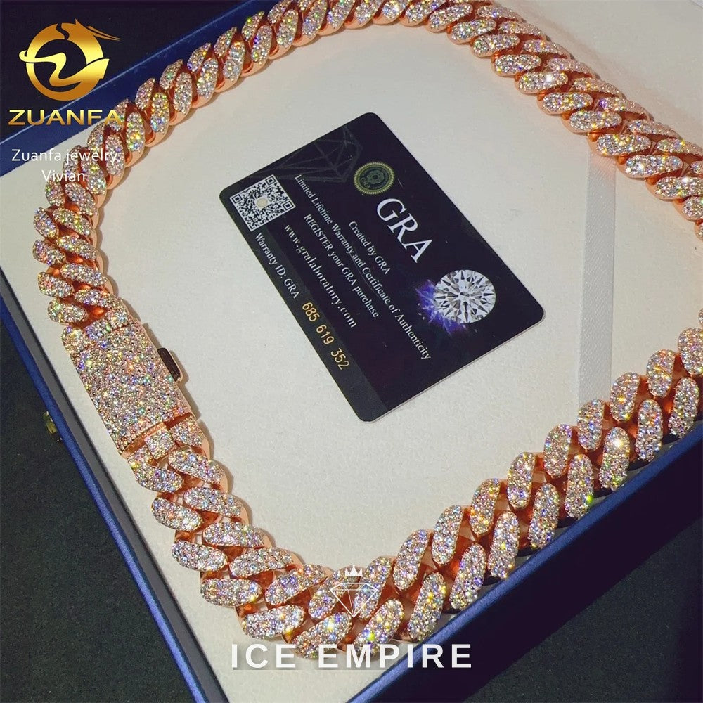 Iced Out Rose Gold Plated Moissanite Cuban Chain