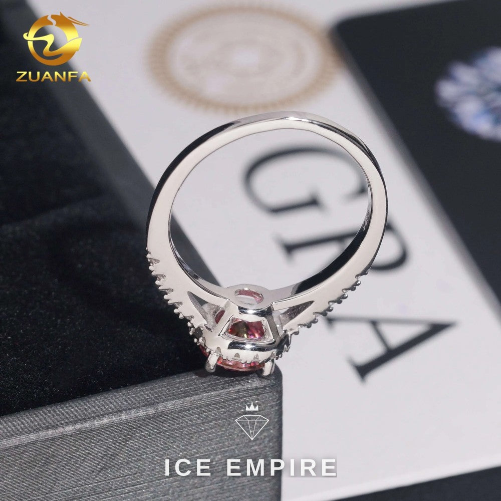 Iced Out 925 Silver Moissanite Engagement Ring