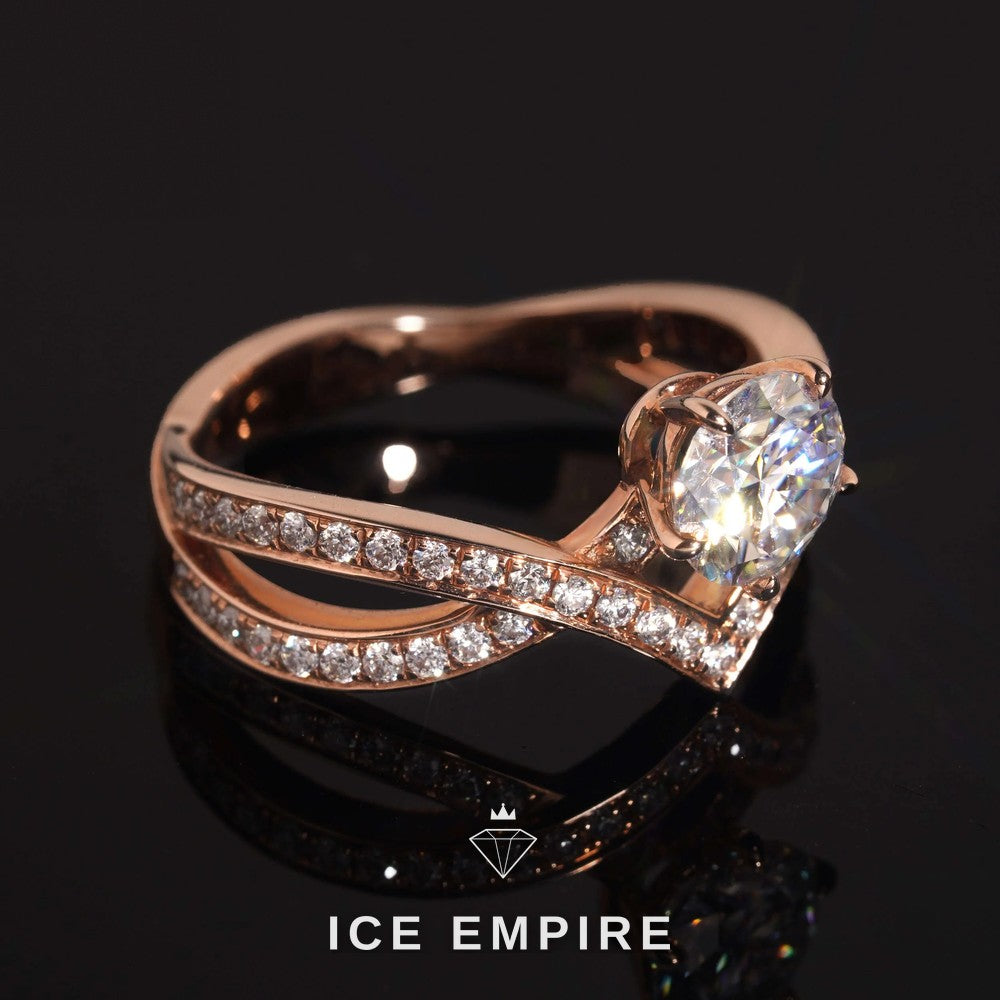 Iced Out 14K Gold Moissanite Wedding Band