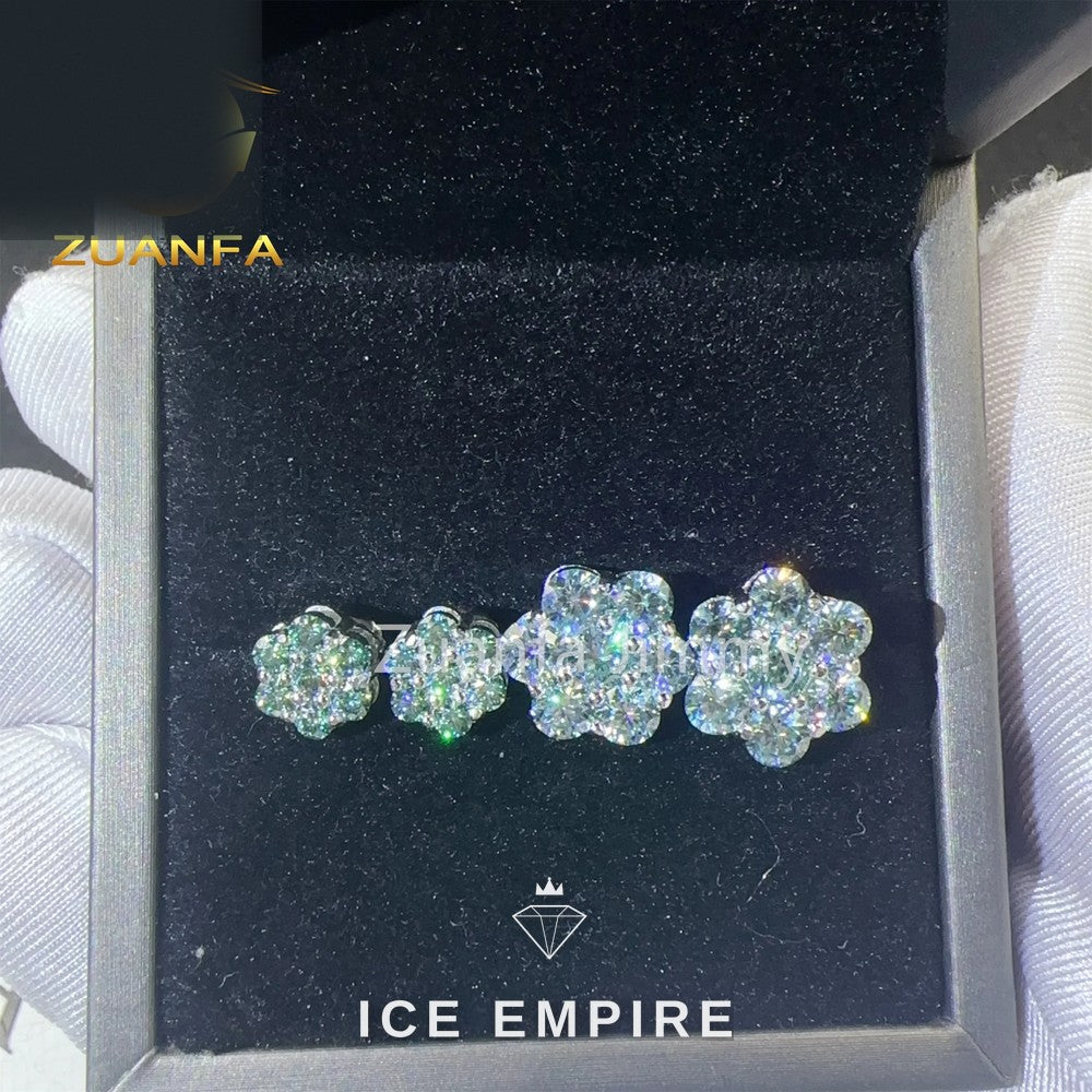 Iced Out Cluster 925 Silver Moissanite Stud Earrings