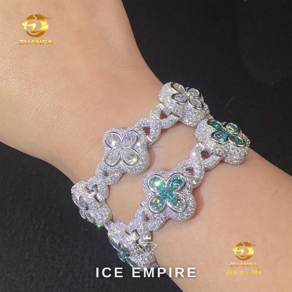 Iced Out 925 Silver Moissanite Cuban Chain