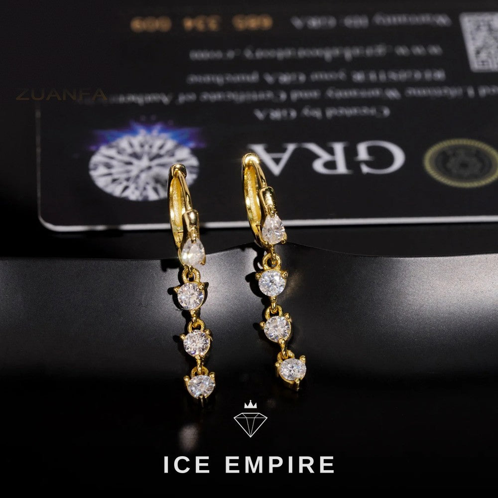 Iced Out 925 Silver Moissanite Hoop Earrings