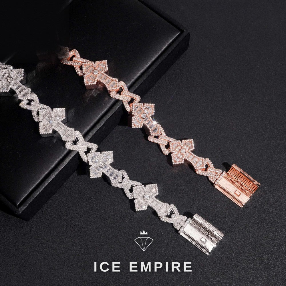 Iced Out Cross 925 Silver Moissanite Bracelet