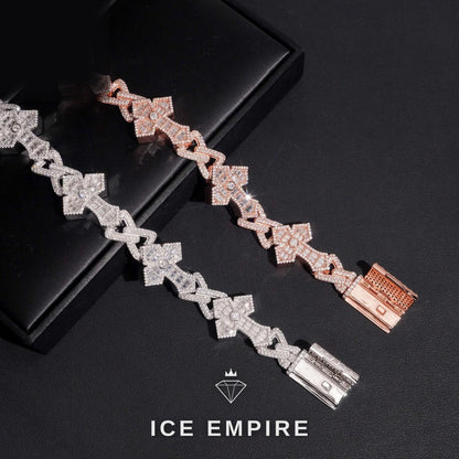 Iced Out Cross 925 Silver Moissanite Bracelet