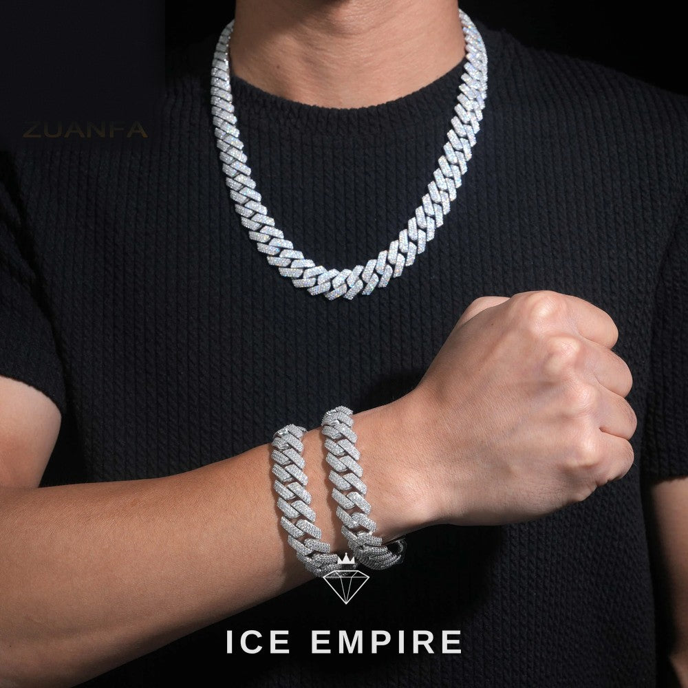 Iced Out 925 Silver Moissanite Cuban Chain