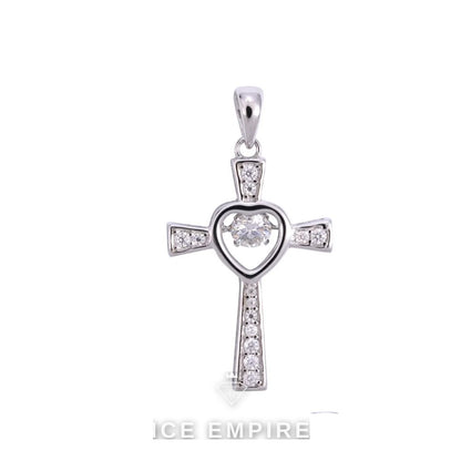 Iced Out Cross 925 Silver Pendant