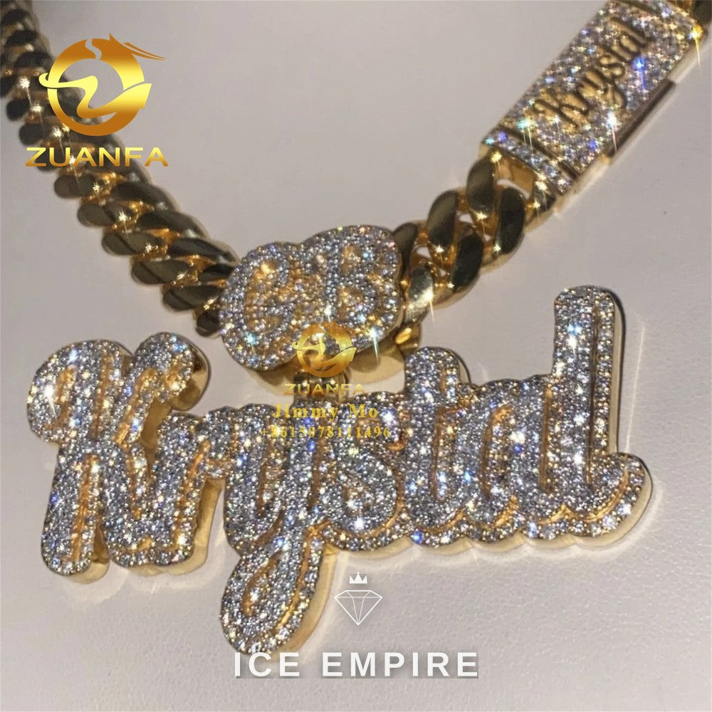 Iced Out Baguette 925 Silver Moissanite Pendant