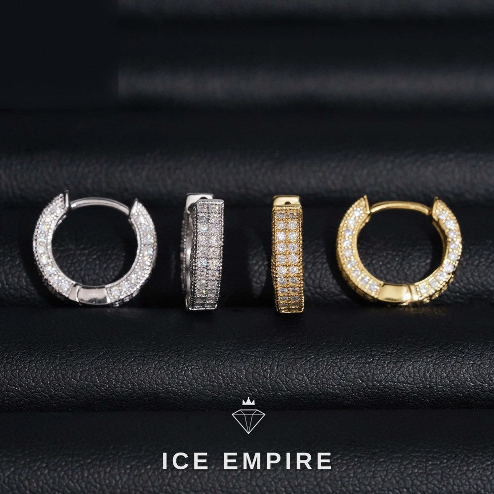 Iced Out 925 Silver Moissanite Hoop Earrings