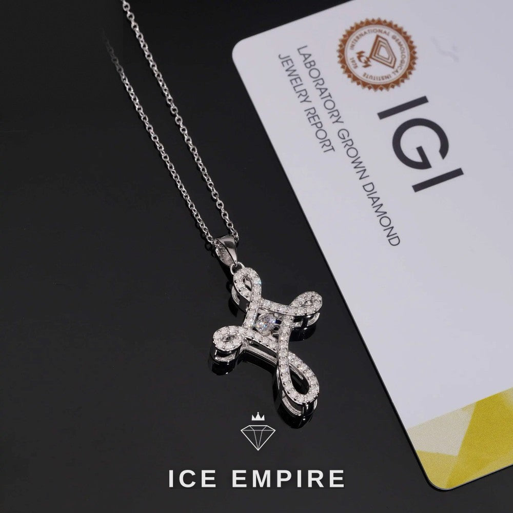 Iced Out Cross 925 Silver Lab Grown Diamond Pendant