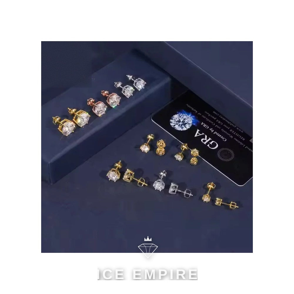 Iced Out Rose Gold Plated Moissanite Stud Earrings